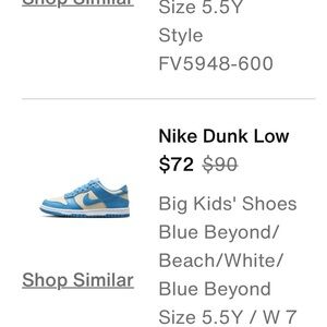 Nike Dunk Low Blue and White Kids' Shoes